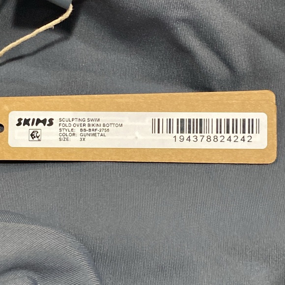 NWT Skims Sculpting Swim Fold Over Ruched Bikini Bottom Gunmetal 3X - Picture 5 of 5